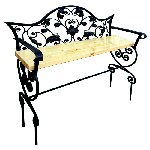 Лавка на кладбище кованая со спинкой «Акант» (арт. КИ-18)